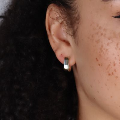 Sharp Square Huggie Hoops